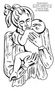 Mother and child Line Illustration Art